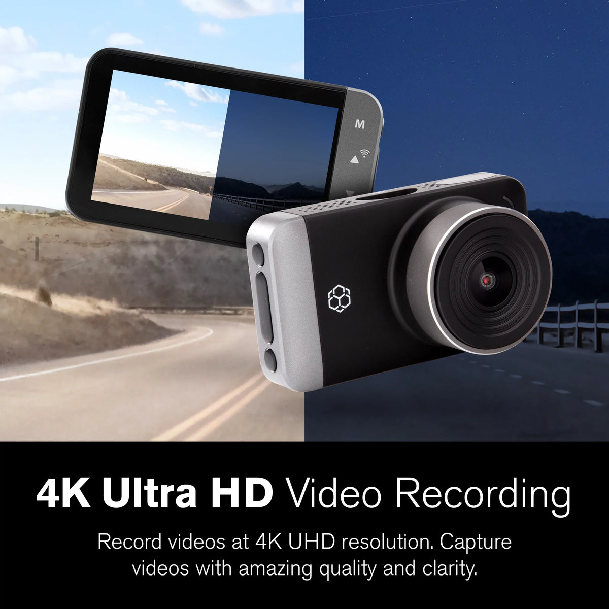 Yada 4K Roadcam Pro GPS with App, 150 Degree Wide Angle Lense, 3" LCD Screen, UHD Resolution High Dynamic Range for Day/Night. G-Sensor Technology with Park and Record Mode