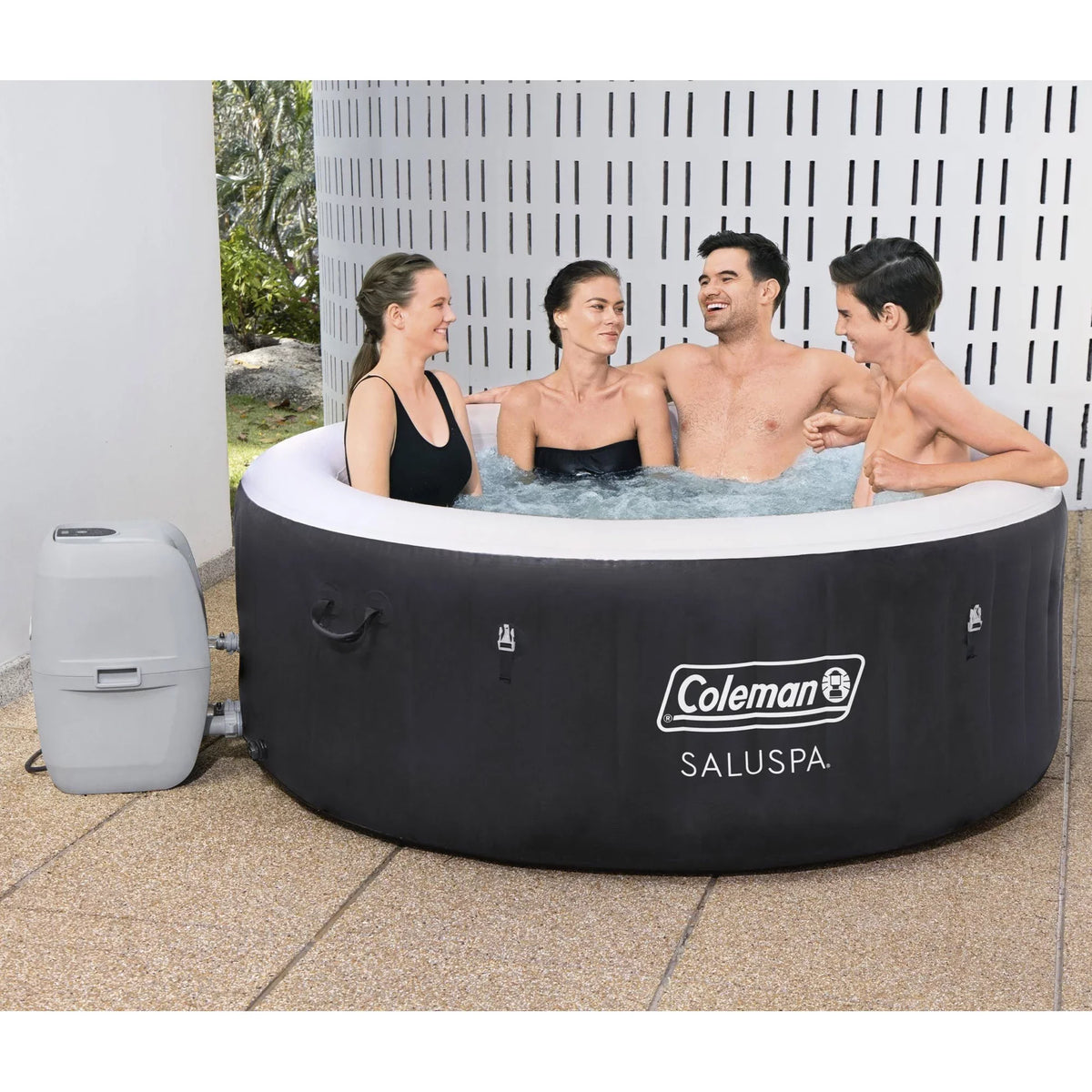 Coleman SaluSpa 4 Person Inflatable Hot Tub Spa with 12 Filter Cartridges