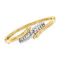 Ross-Simons C. 1980 Vintage 1.80 ct. t.w. Diamond Bypass Bangle Bracelet in 14kt 2-Tone Gold, Women's, Adult, Pre-Owned