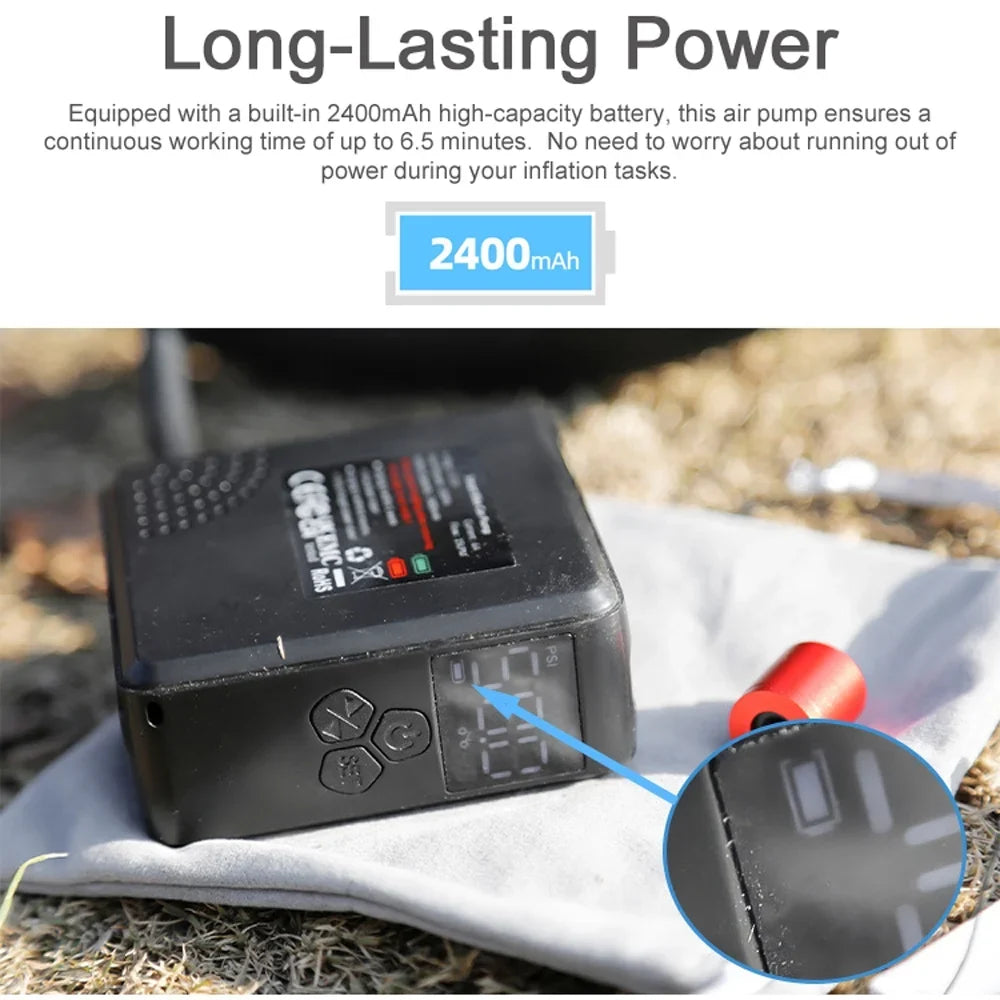 Tomshine Electric Inflator High Pressure Tire Pump with Tire Pressure Detecting for Bicycles and Electric Bicycles