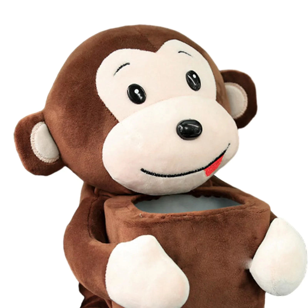 2 in1 Cute Cartoon Box Cartoon Tissue Holder Organizer Comfortable Animal Box Accessories for Home Vehicle Monkey