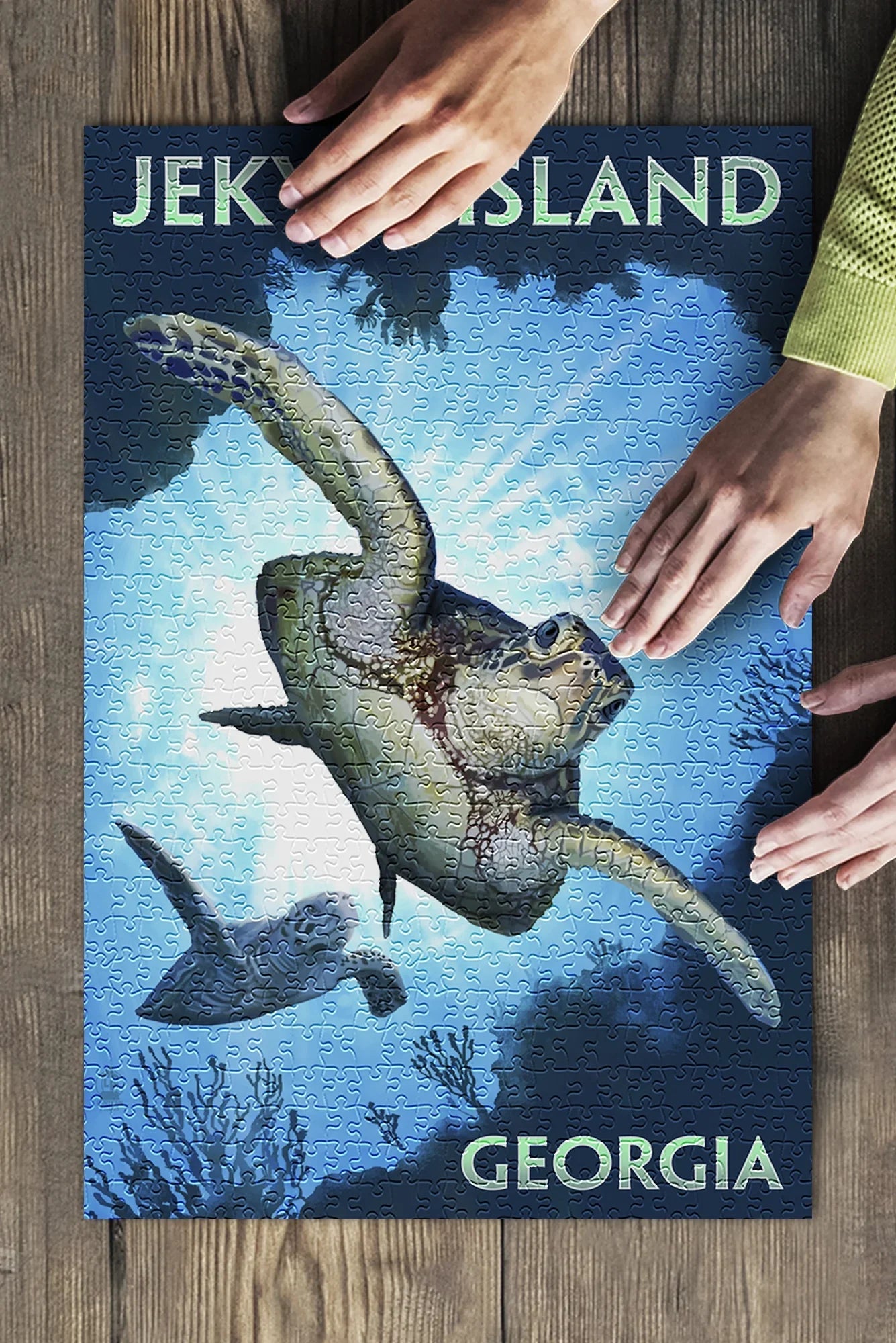 Jekyll Island, Georgia, Sea Turtle Diving (19x27 inches, Premium 500 Piece Jigsaw Puzzle for Adults and Family, Made in USA)