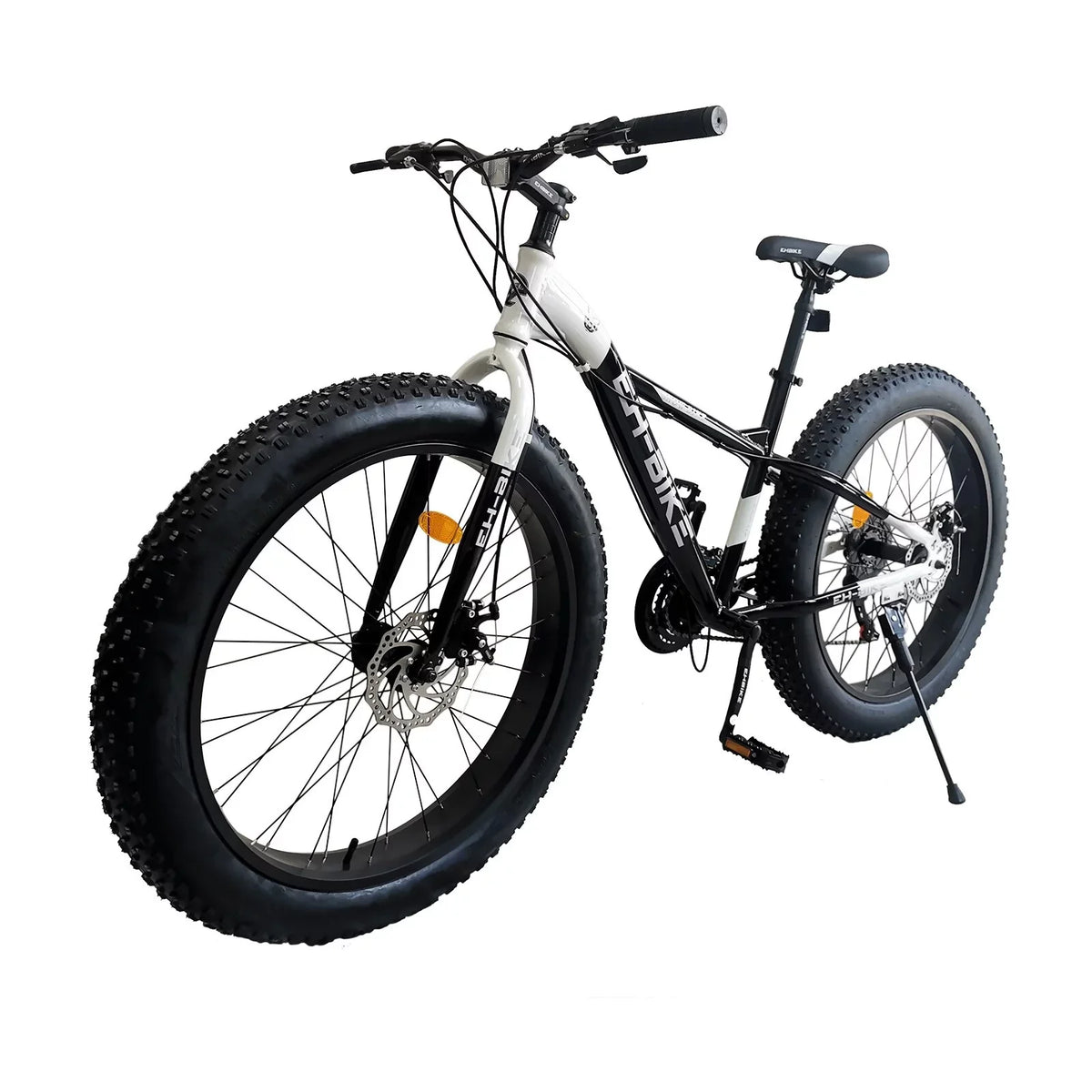 Mens Fat Tire Mountain Bike, 26-Inch Wheels, 4-Inch Wide Knobby Tires, 7-Speed, Steel Frame, Front and Rear Brakes 76x24.8x40in - Blue