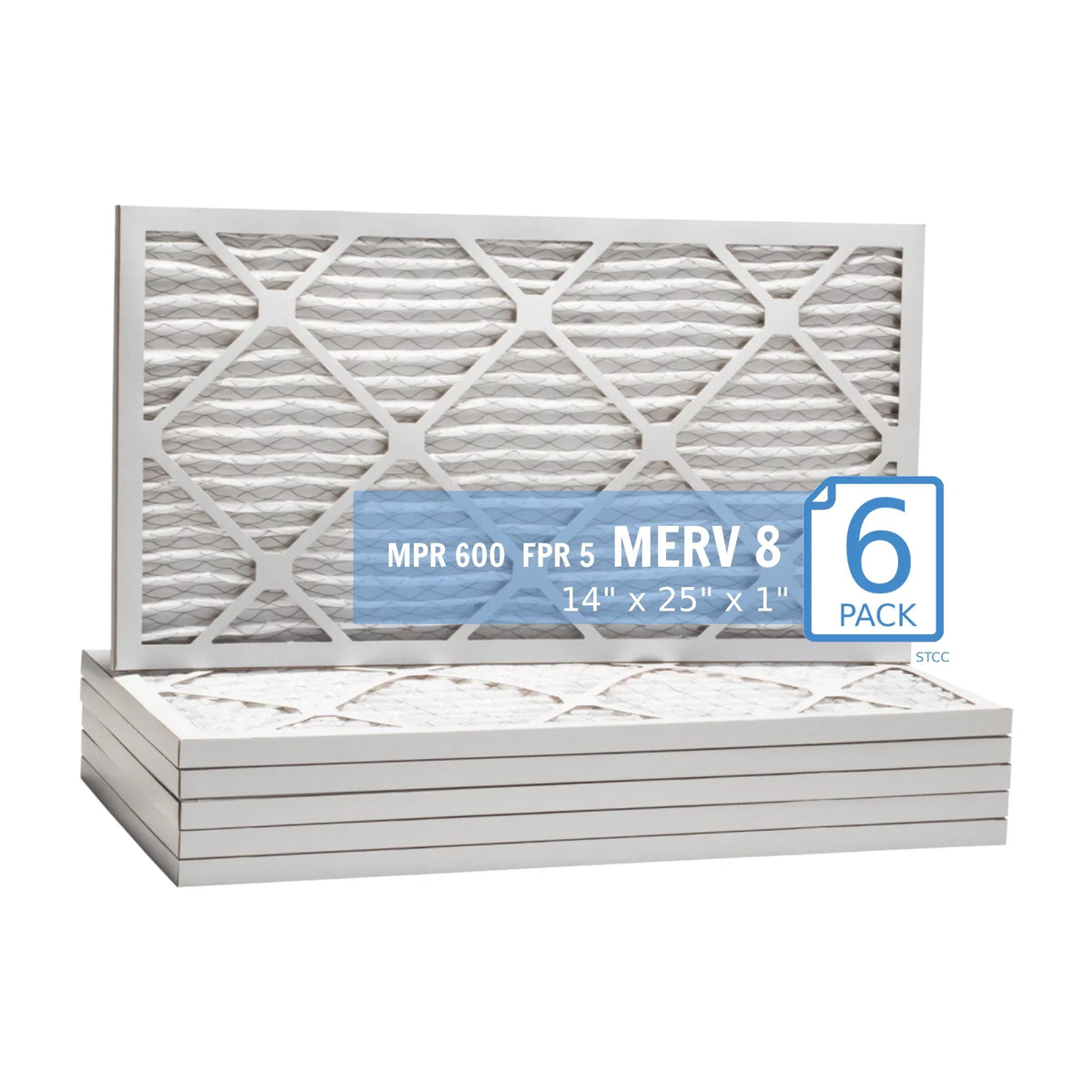14x25x1, Purolator Hi-E 40 Extended Surface Pleated Air Filter, Mechanical MERV 8, (6 Pack)