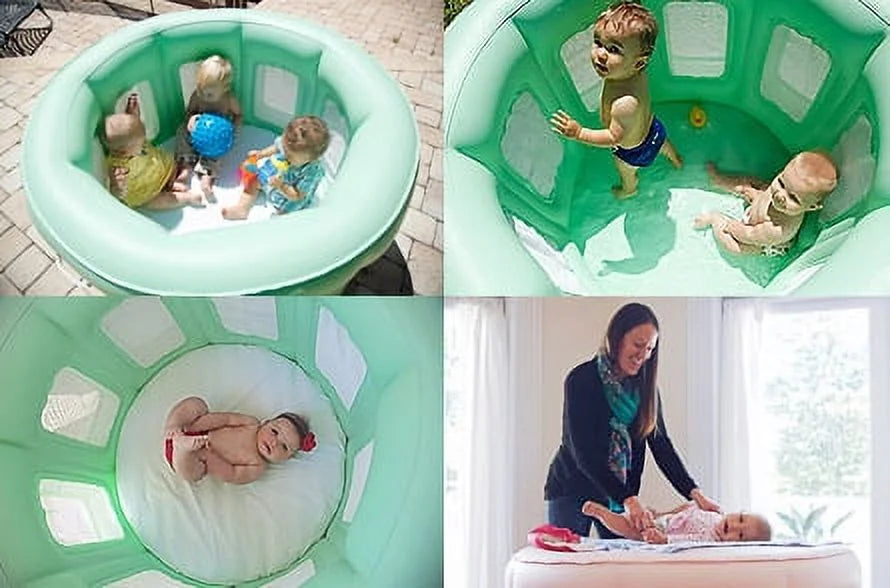 Swim Central 4-in-1 Room to Grow Portable Green Inflatable Baby Play Yard