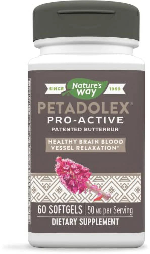 Nature's Way Petadolex Pro-Active, Blood Vessel Health and Relaxation in the Brain with Patented Butterbur*, 60 Softgels