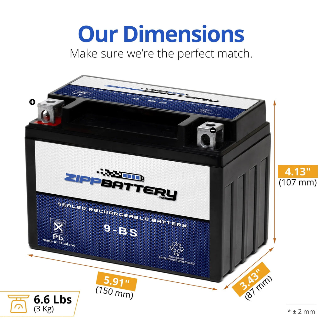 Zipp Battery Ytx9-Bs Atv Battery for Suzuki 250Cc Lt-Z250 Quadsport 2004