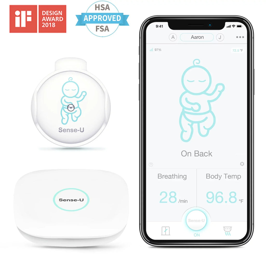 Sense-U Smart Baby Monitor 3+Camera, Audio, Video Baby Monitor That Notifies You for No Abdominal Movement, Rollover, High/Low Temperatures, Detected Motion, with Night Vision, 2-Way Talk, Long Range