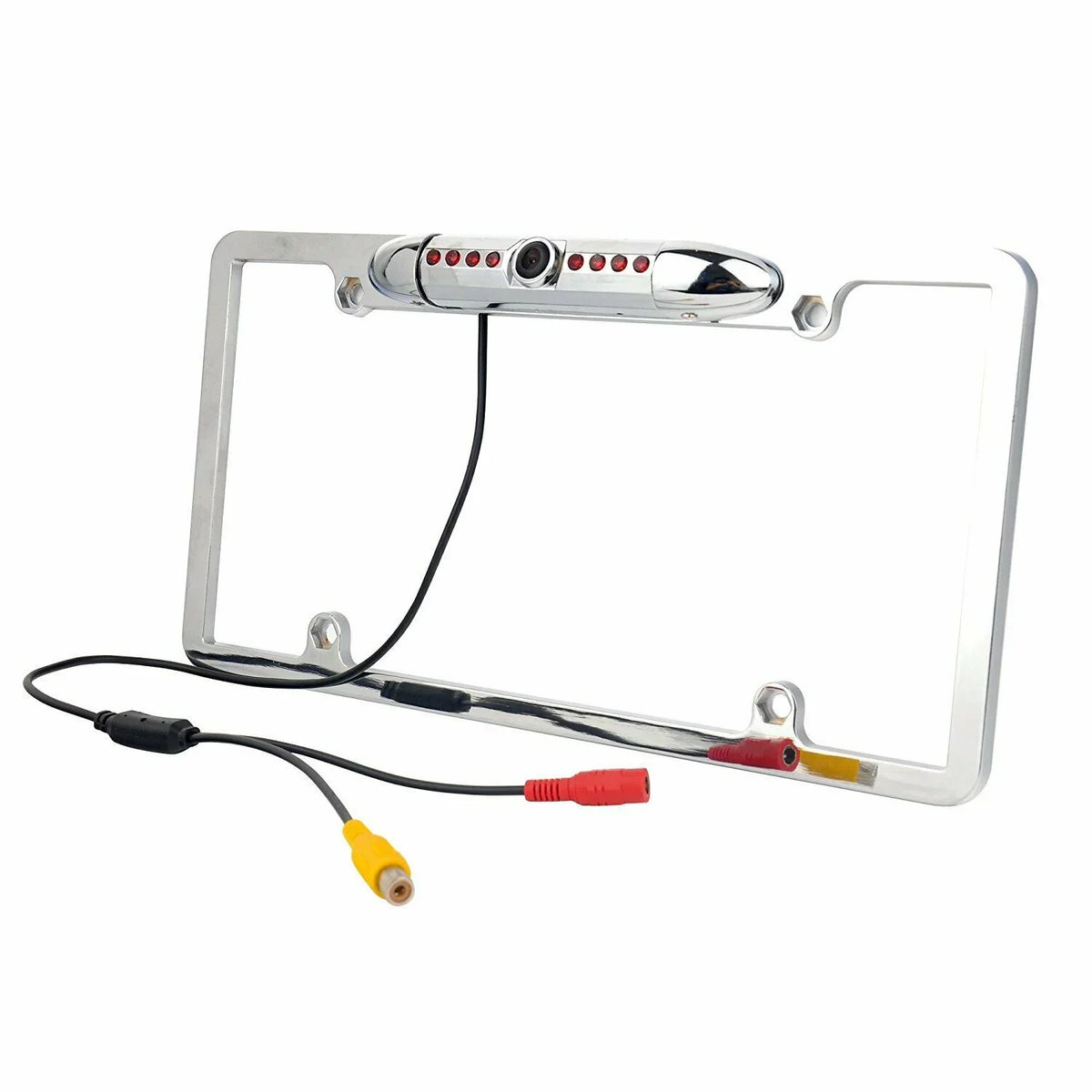 Car Rear View Backup Camera 8 IR Night Vision US License Plate Frame CMOS Chrome
