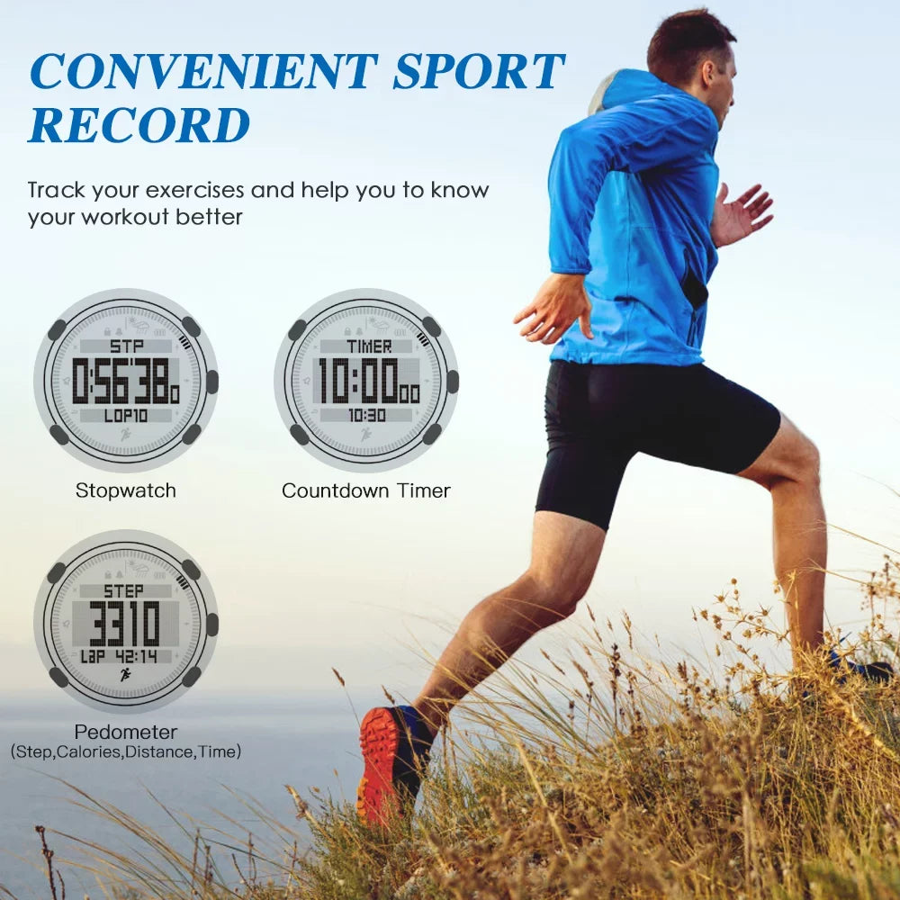 Barometer Altimeter Compass  Weather Forecast Men Watch 50meters -resistant Multifunctional Outdoor Sports Watch for Mountaineering Running Trekking Camping