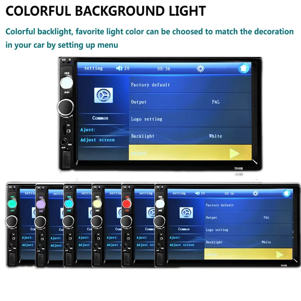 Polarlander Double Din Car Stereo Car Audio 7-inch HD Touch Screen Car radio Player Bluetooth with Multimedia SD USB FM AUX MP5/4/3 Mirror Link Function
