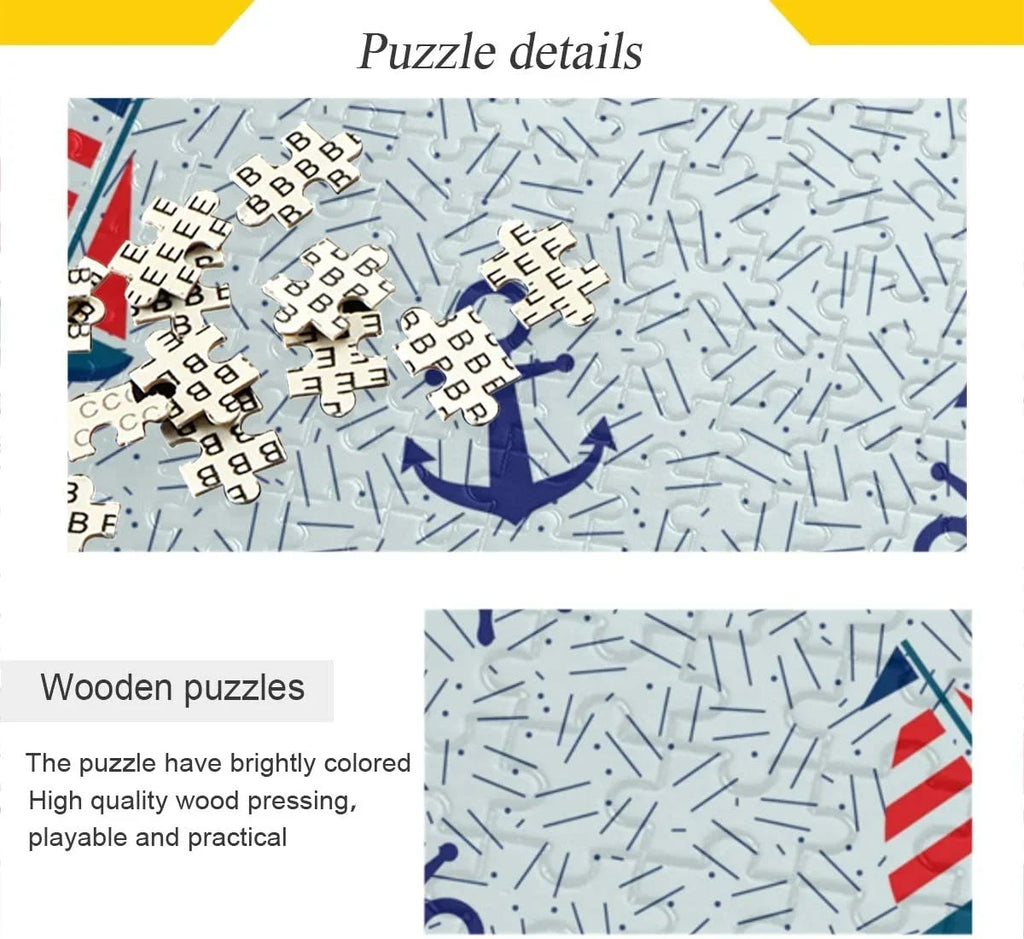 Wellsay Nautical Sailboat Anchor Steering Wheel and Lifebuoy Marine Sea Theme Decoration Jigsaw Puzzles 500 Pieces Puzzle for Adults Kids DIY Gift