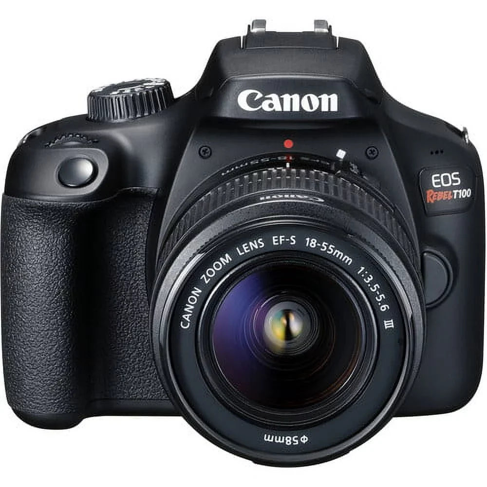 Canon EOS Rebel T100/4000D DSLR Camera w/Canon EF-S 18-55mm F/3.5-5.6 Zoom Lens+420-800mm HD Telephoto Zoom lens+case+128Memory Cards (24PC)