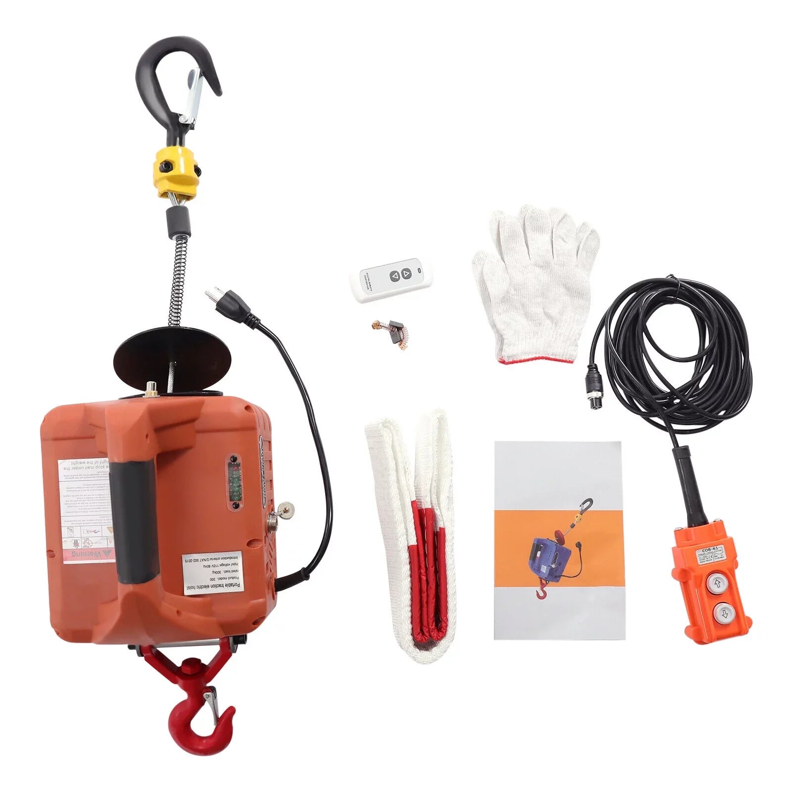 ZhdnBhnos 110V 3-in-1 Electric Hoist Winch Heavy Duty Portable Crane Lift w/ Wireless Remote Control 200KG/440LBS 62ft