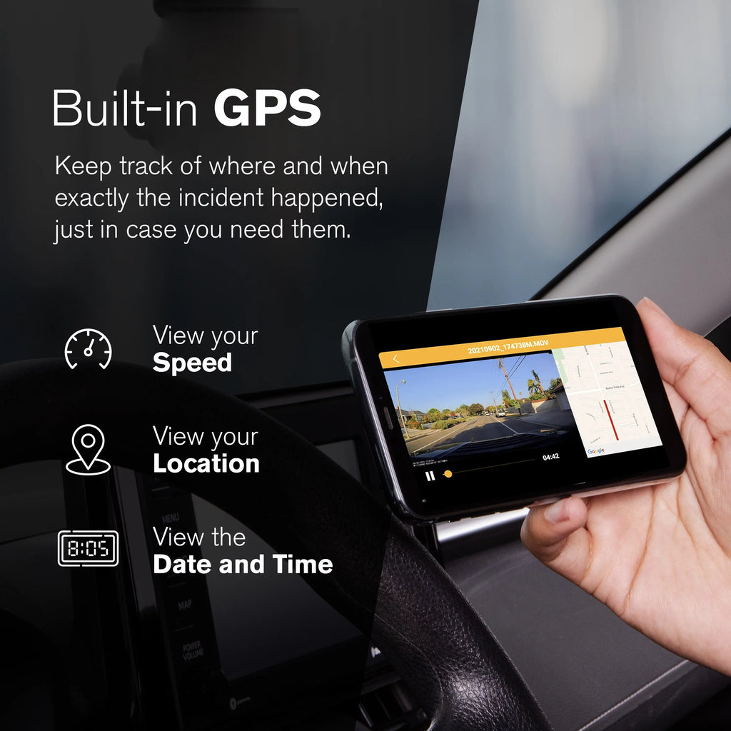 Yada 4K Roadcam Pro GPS with App, 150 Degree Wide Angle Lense, 3" LCD Screen, UHD Resolution High Dynamic Range for Day/Night. G-Sensor Technology with Park and Record Mode
