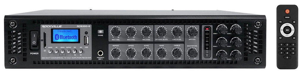 6-Zone Home Audio Receiver+(6) 3.5" Black Cube+(2) JBL Pendant+Ceiling Speakers