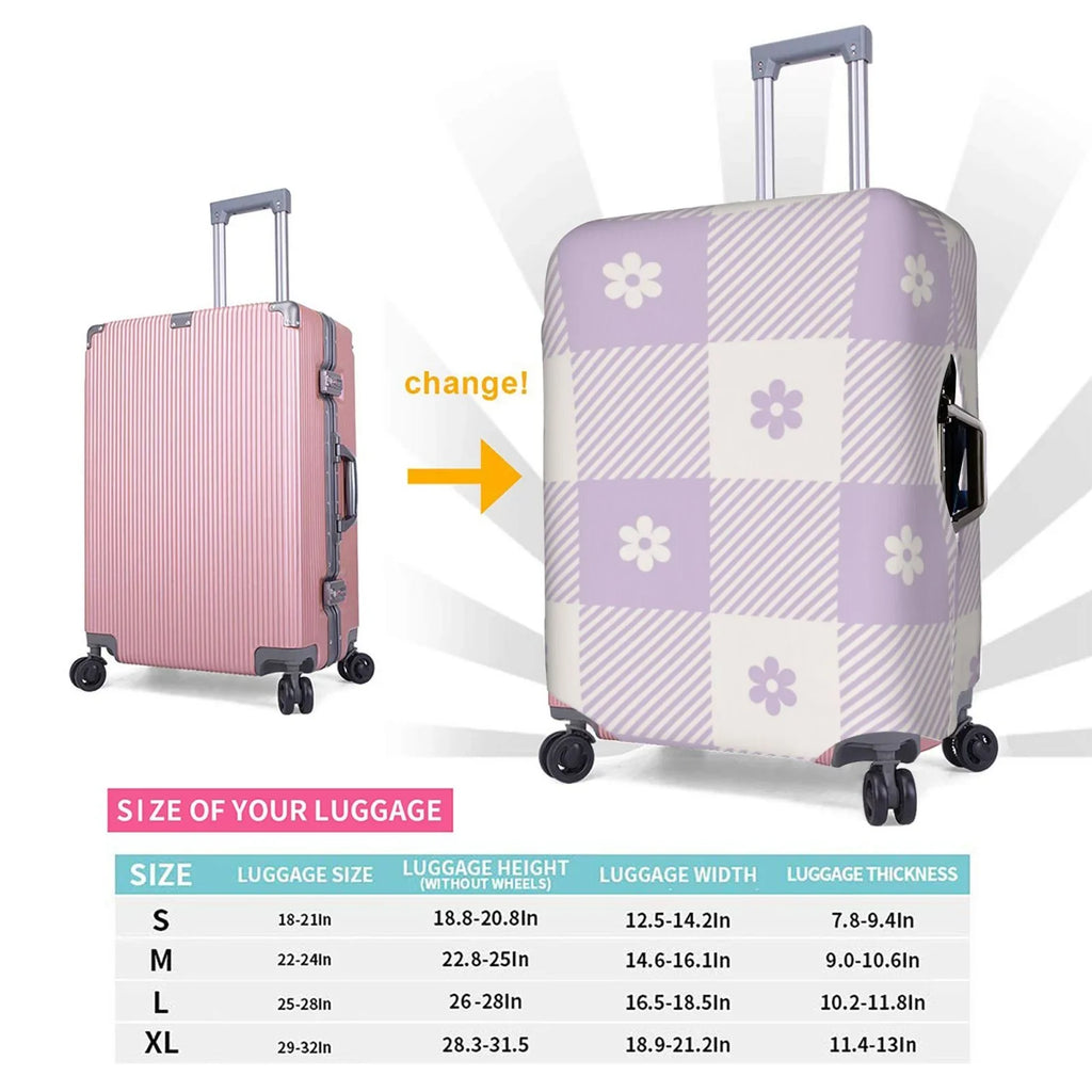 Kll Floral Purple Buffalo Plaid Luggage Cover Suitcase Cover Suitcase Protector-