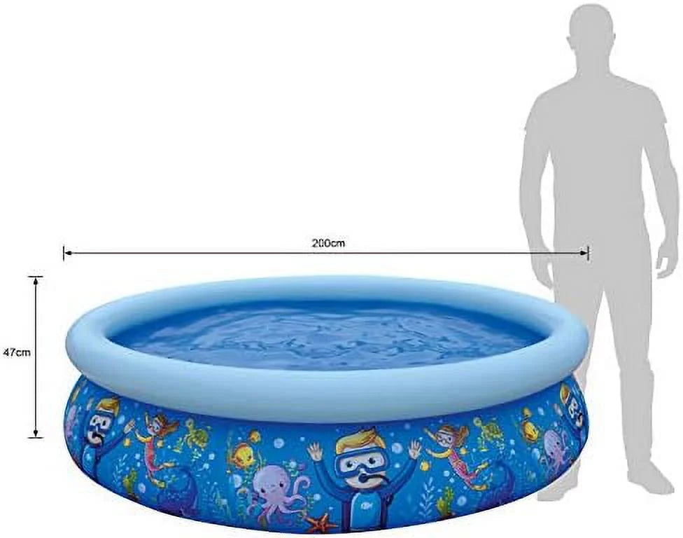 17788 sun club 6.75' x 18.5" 2 to 3 person capacity sea world 3d kids above ground inflatable outdoor backyard kiddie swimming pool, navy