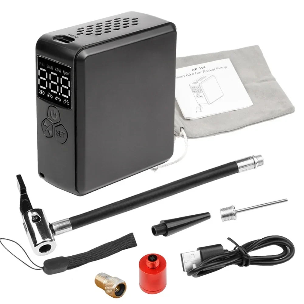 Tomshine Electric Inflator High Pressure Tire Pump with Tire Pressure Detecting for Bicycles and Electric Bicycles