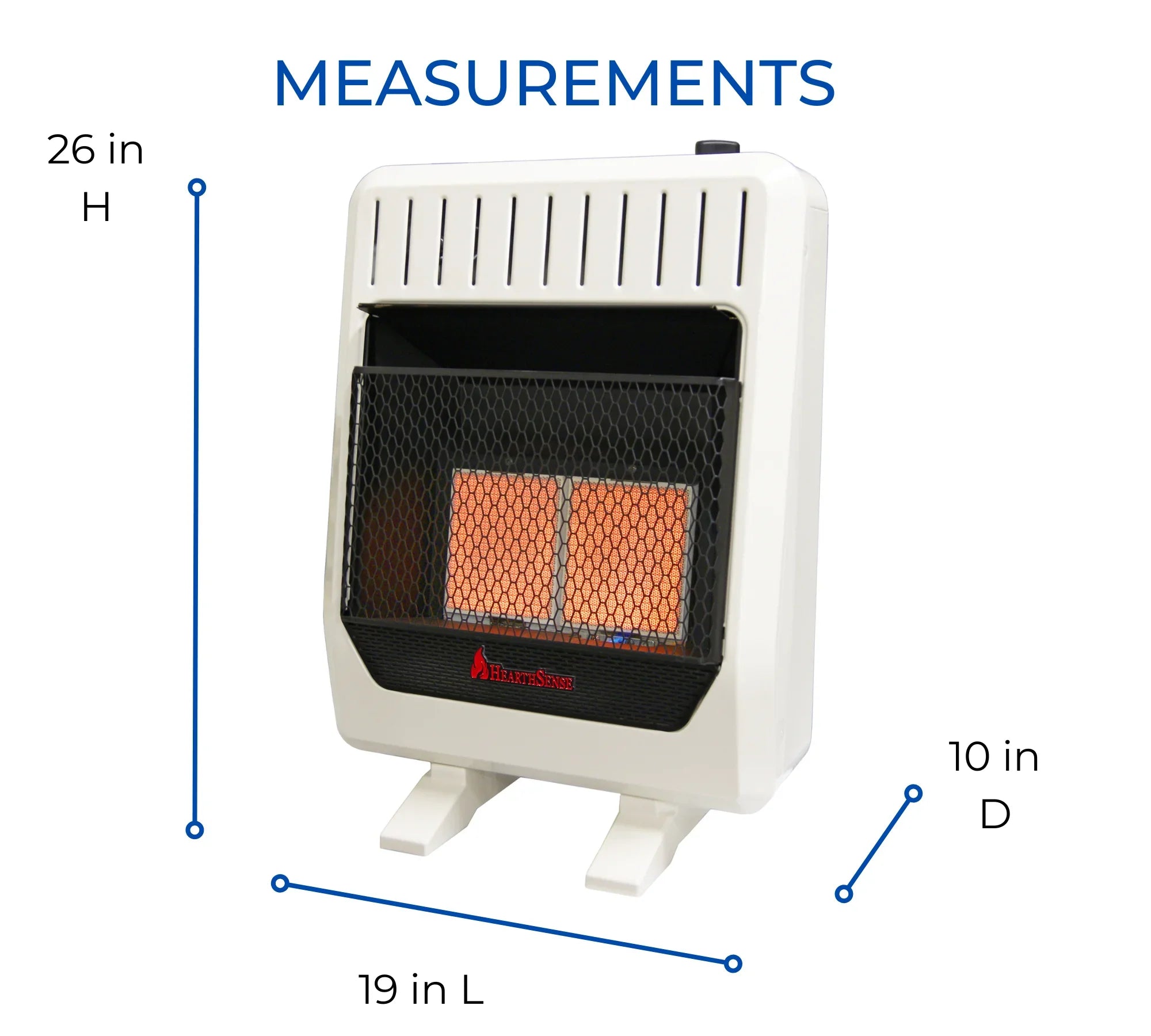 Hearth Sense Dual Fuel Vent Less Infrared Plaque Heater with Base and Blower 20,000BTU T-Stat Control Model# IR16T-BB