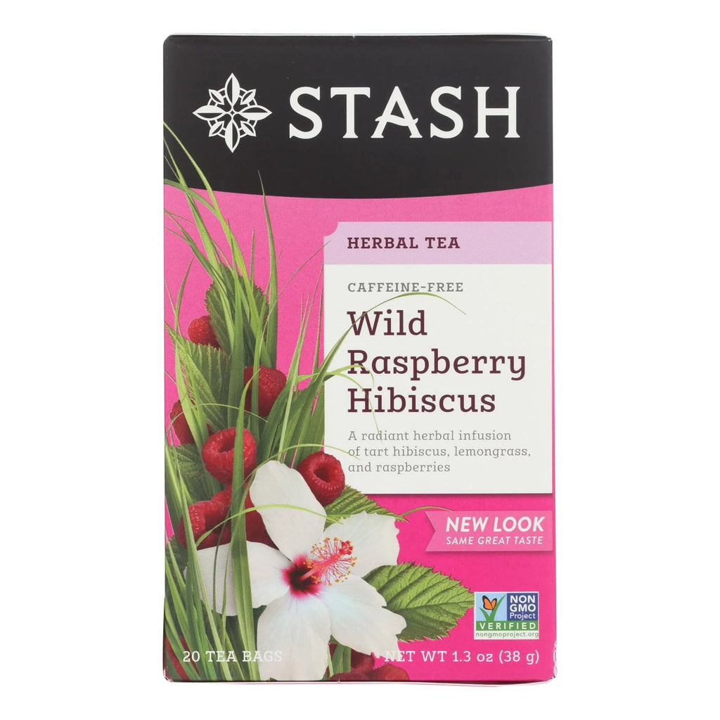 Stash Tea Hibiscus Herbal tea - Wild Raspberry - Case Of 6 - 20 Bags