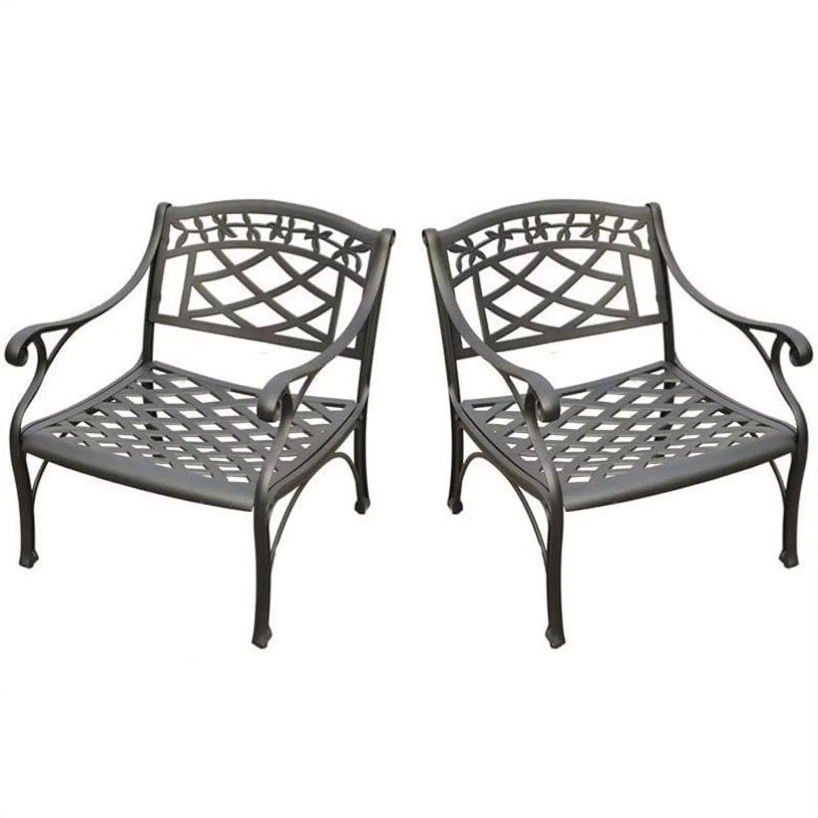 Afuera Living Taditional Metal Patio Club Chair in Charcoal Black (Set of 2)