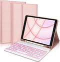 Kvago iPad Keyboard Case for Apple iPad Air 5th Gen 2022 Bluetooth Keyboard Built-in Pencil Holder Pink