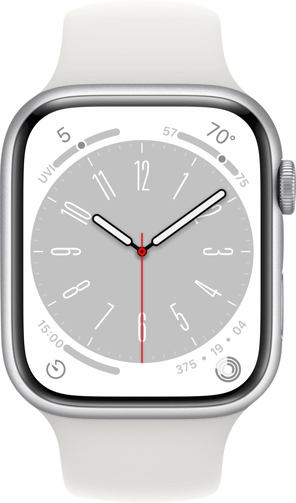Restored Apple Watch Gen 8 Series 8 45mm Silver Aluminum - White Sport Band MP6Q3LL/A (Refurbished)