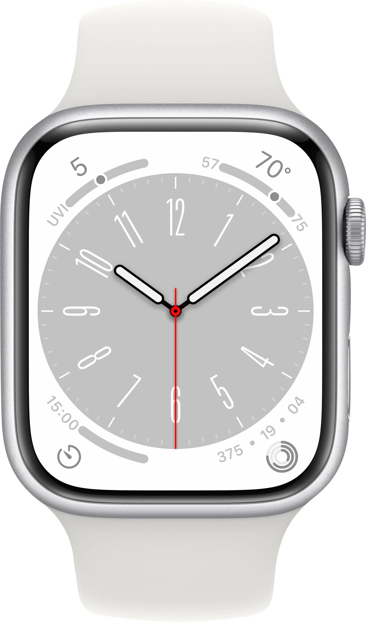 Restored Apple Watch Gen 8 Series 8 45mm Silver Aluminum - White Sport Band MP6Q3LL/A (Refurbished)
