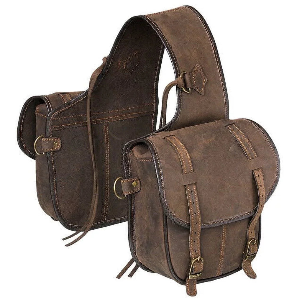 Tough1 Soft Leather Saddle Bag Brown