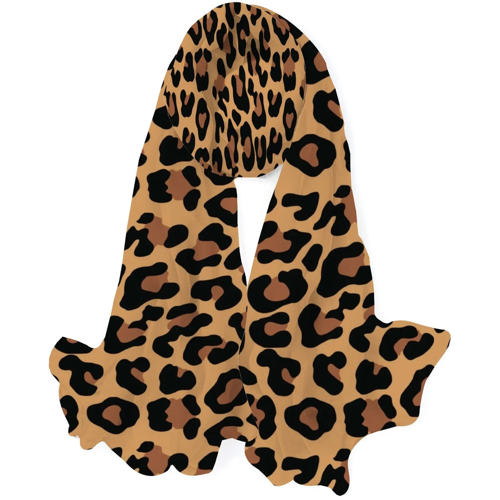 FREEAMG Yellow Leopard Silk Long Scarf for Women Large Oblong Sunscreen Shawls Wraps Neck Headscarf Hair Wraps Gift Packed