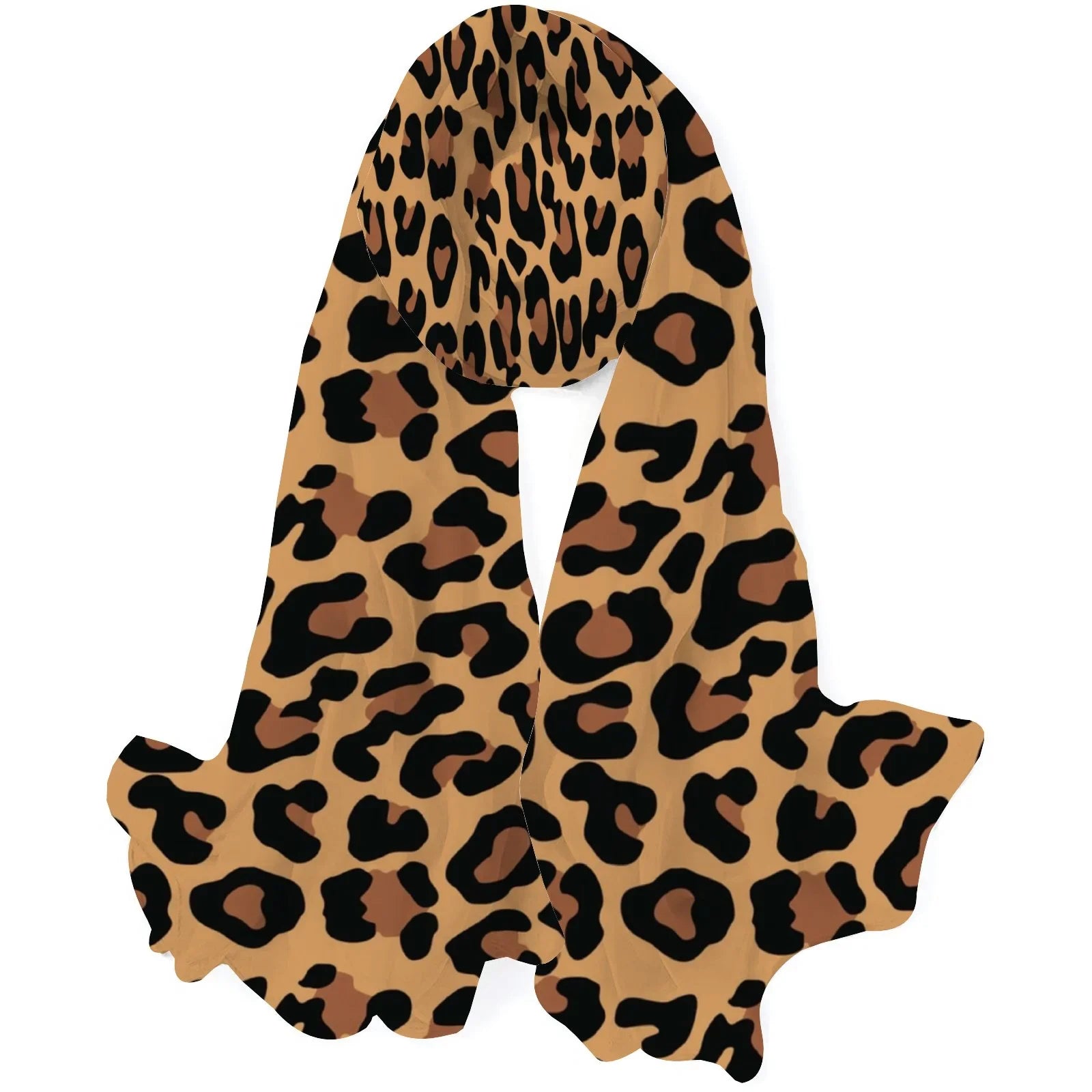 FREEAMG Yellow Leopard Silk Long Scarf for Women Large Oblong Sunscreen Shawls Wraps Neck Headscarf Hair Wraps Gift Packed
