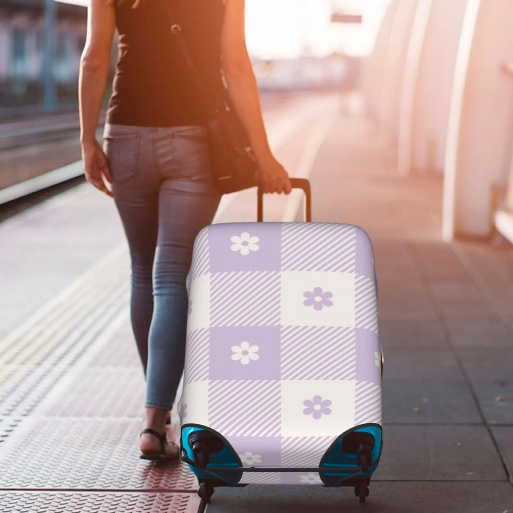 Kll Floral Purple Buffalo Plaid Luggage Cover Suitcase Cover Suitcase Protector-