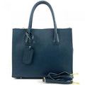 Italian Artisan  Stella Handcrafted Leather Tote Handbag, Dark Turquoise - Medium