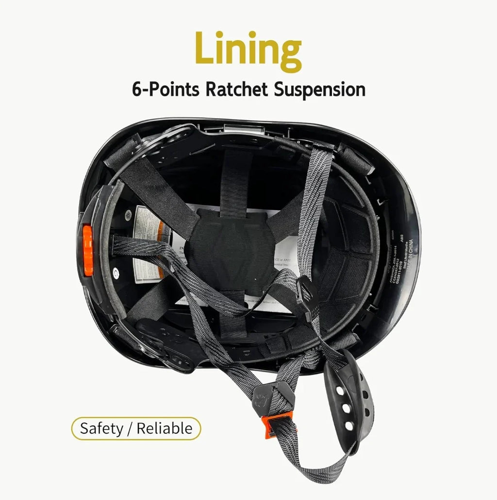 Industrial Safety Helmet with Visor Ear Muffs Hard Hat with Visor Vented OSHA Approved Hardhats Construction Work Head Protection Certified ANSI/ISEA Z89.1(Black)