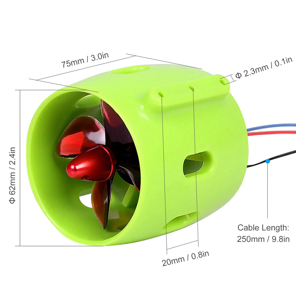 OWSOO 1000KV Underwater Brushless Motor Clockwise with with 4-Blade Propellers 12-24V Waterproof Electric Motor Drive Engine for  Bait Boat Nest Ship