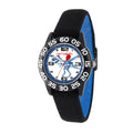 Red Balloon Boys' Black Plastic Time Teacher Watch, Reversible Black and Blue Elastic Nylon Strap, WRB000110
