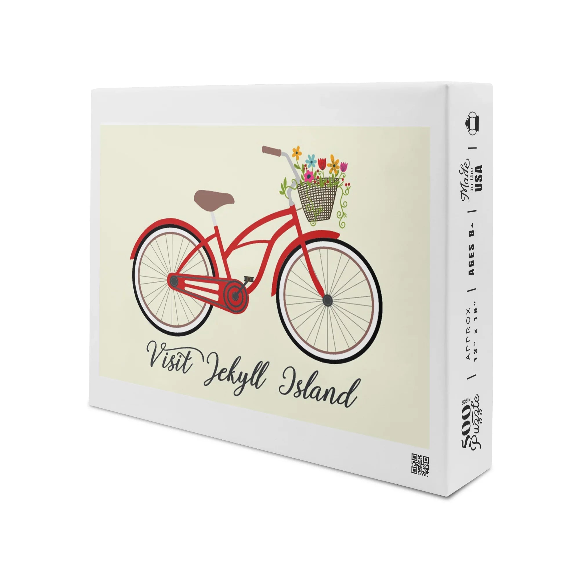 Visit Jekyll Island, Georgia, Beach Cruiser and Basket (19x27 inches, Premium 500 Piece Jigsaw Puzzle for Adults and Family, Made in USA)