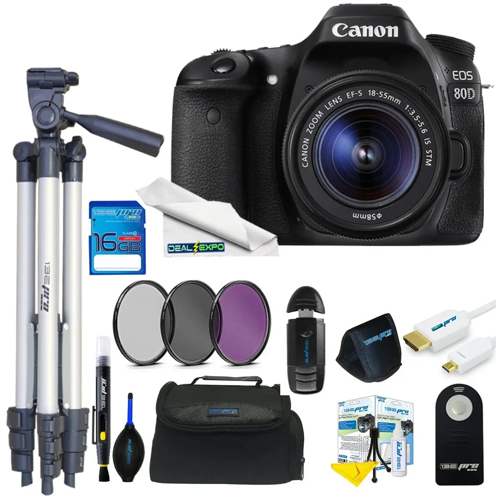 Canon EOS 80D DSLR Camera with 18-55mm Lens + 16GB Expo Basic Kit