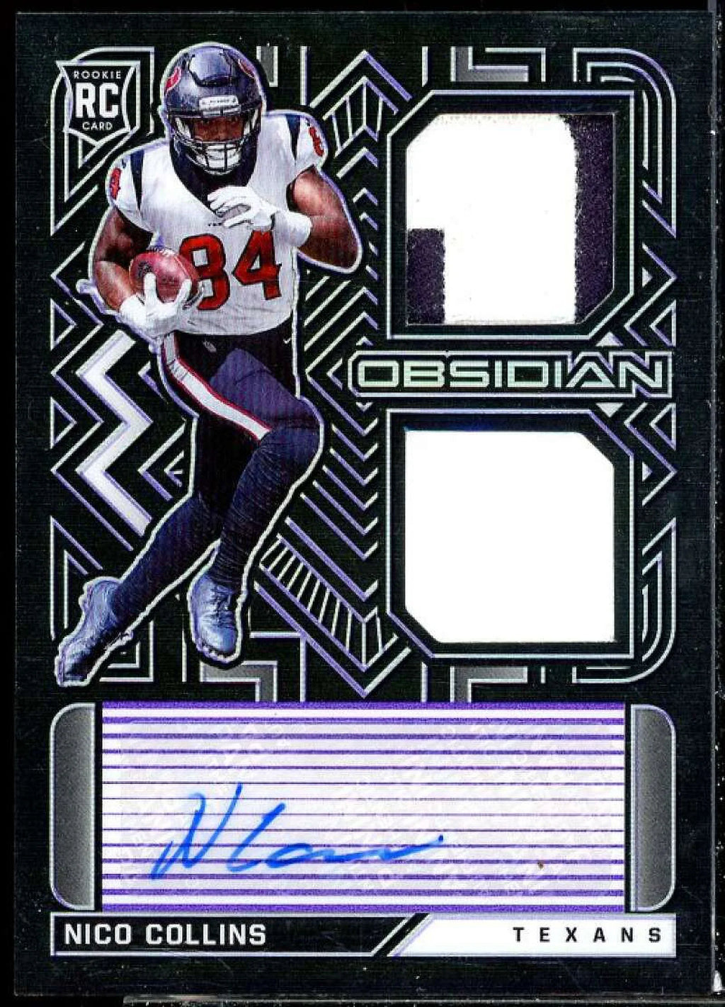 Nico Collins 2021 Panini Obsidian Rookie Jersey Ink Electric Etch Purple #30