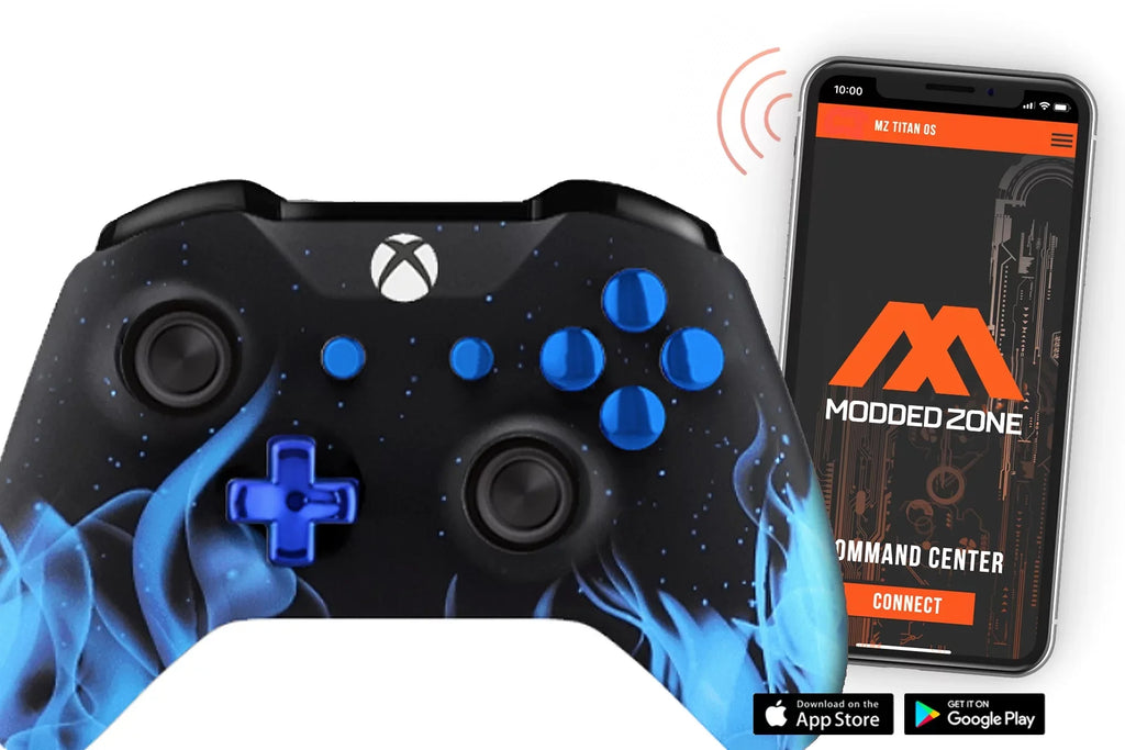 Soft Blue Fire (Matte navy) Xbox One S SMART Custom Rapid Fire Modded Controller. FPS mods. COD Warzone