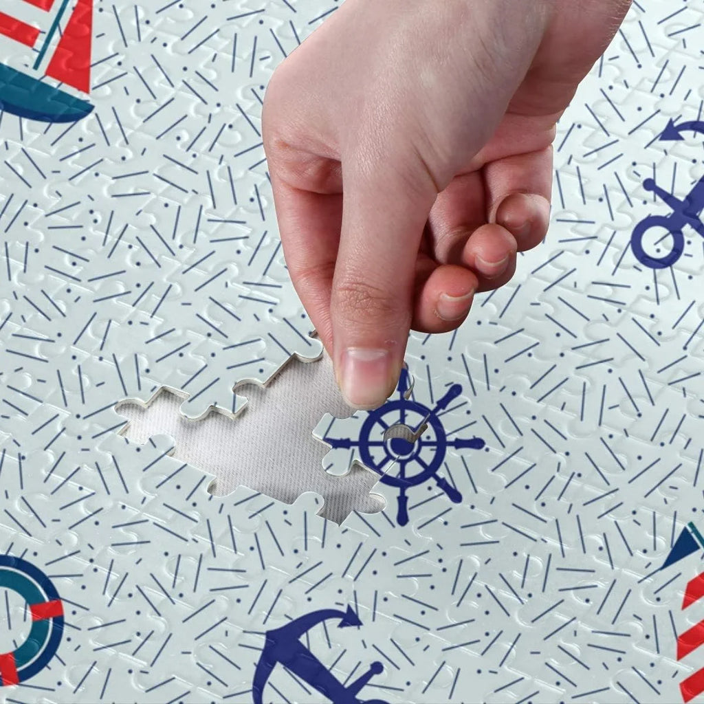 Wellsay Nautical Sailboat Anchor Steering Wheel and Lifebuoy Marine Sea Theme Decoration Jigsaw Puzzles 500 Pieces Puzzle for Adults Kids DIY Gift