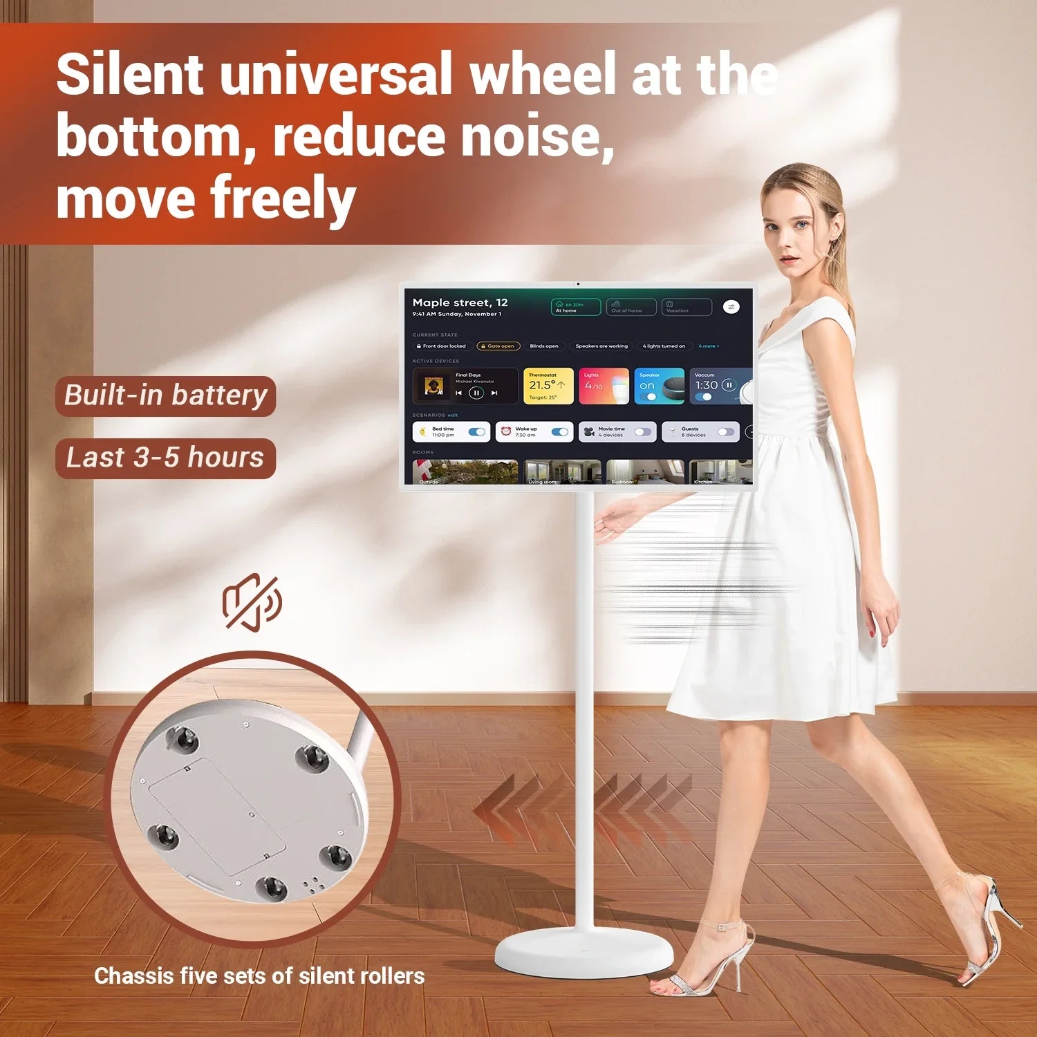 StandbyMe 32" Portable TV Monitor with Touch Screen and Built-in Camera, with Android 12 OS(Support Google Store). Built-in Battery(6-8H), Full Swivel Rotation and Big Tablet on Wheels