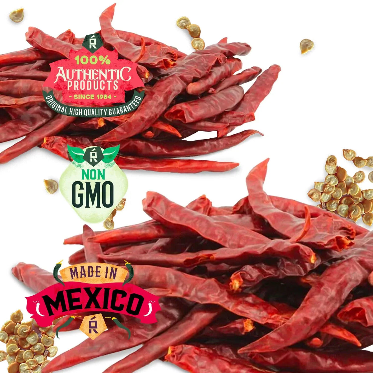 OLÉ RICO - Dried Chile Peppers 3 Pack Bundle (12 oz Total) - Ancho Chiles, Guajillo Chiles and Arbol Chiles - The Spicy Trio - Great For Mexican Recipes - Packaged In Resealable Bags