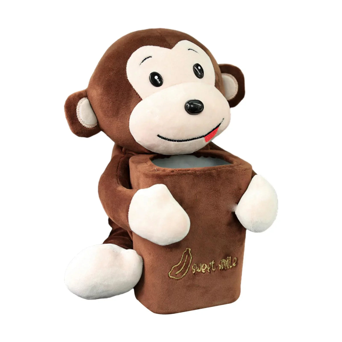 2 in1 Cute Cartoon Box Cartoon Tissue Holder Organizer Comfortable Animal Box Accessories for Home Vehicle Monkey
