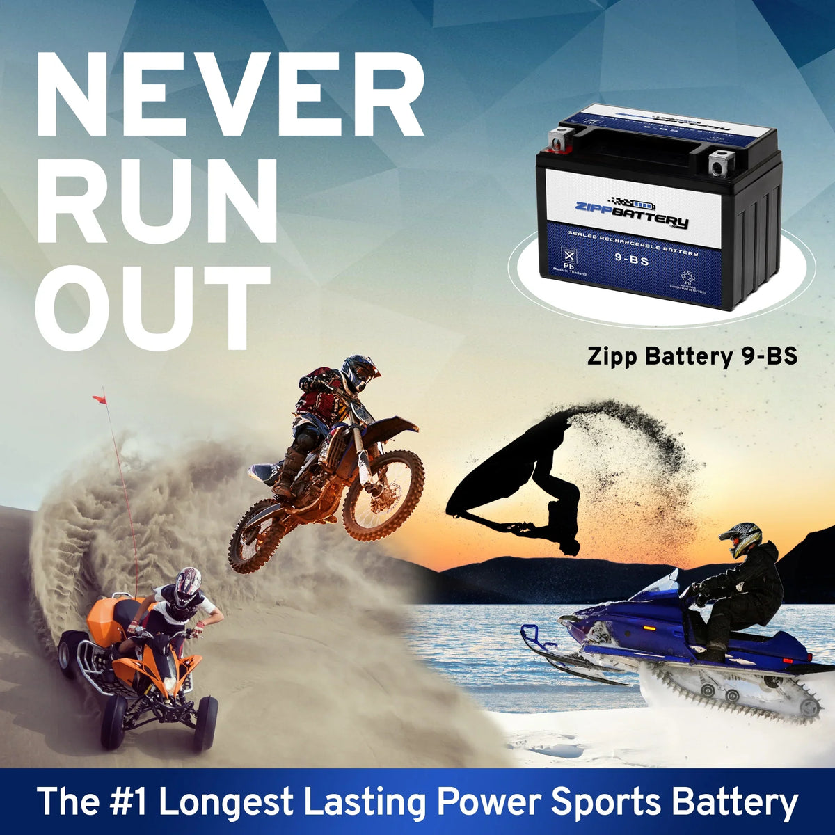 Zipp Battery Ytx9-Bs Atv Battery for Suzuki 250Cc Lt-Z250 Quadsport 2004