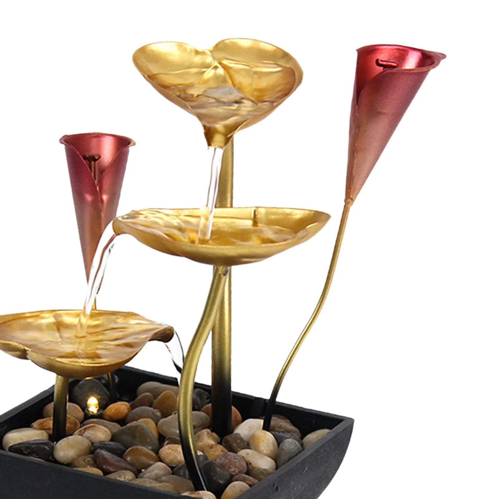 Tabletop Water Fountain Waterfall Warm Light with Circular Water LED Lighted Indoor Fountain for Decoration Home Garden Farmhouse