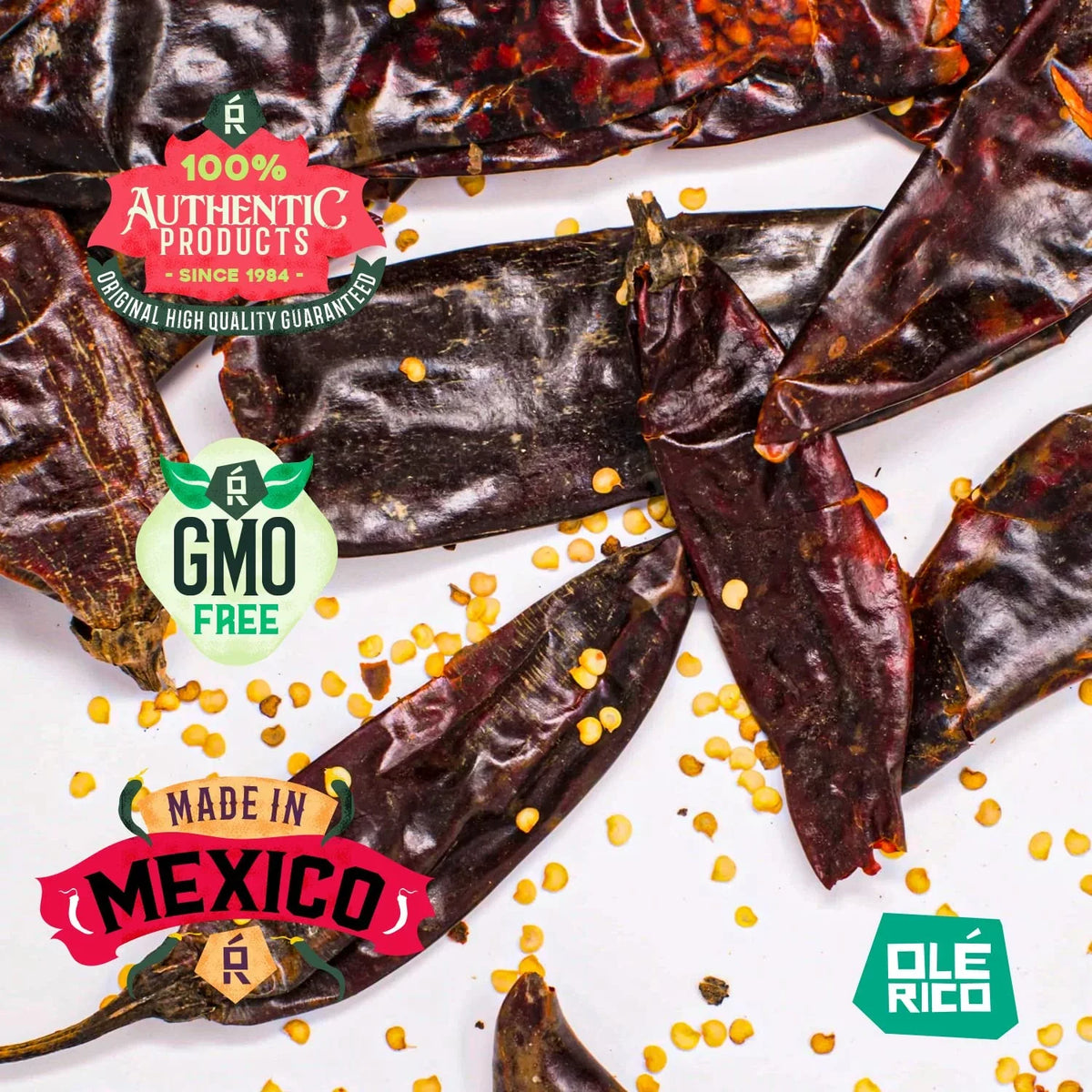 OLÉ RICO - Dried Chile Peppers 3 Pack Bundle (12 oz Total) - Ancho Chiles, Guajillo Chiles and Arbol Chiles - The Spicy Trio - Great For Mexican Recipes - Packaged In Resealable Bags