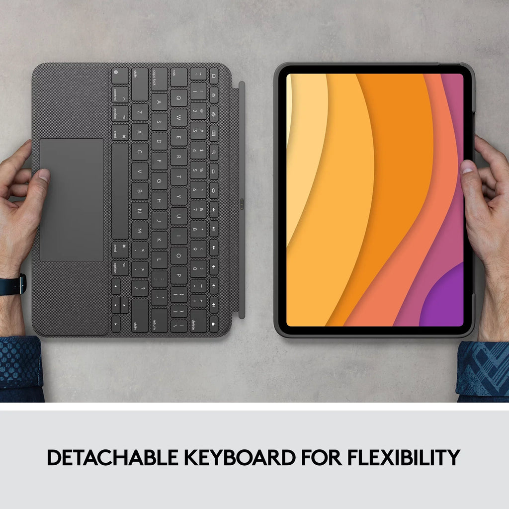 Restored Logitech Combo Touch iPad Air (4th, 5th gen - 2020, 2022) Keyboard Case, Oxford Gray (Refurbished)