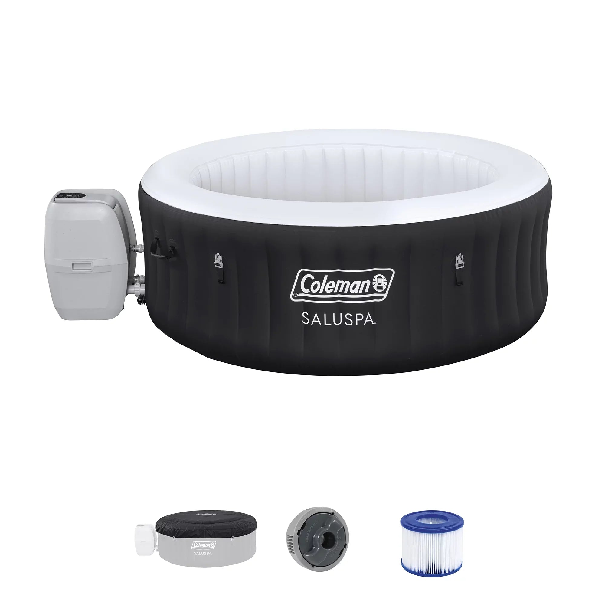 Coleman SaluSpa 4 Person Inflatable Hot Tub Spa with 12 Filter Cartridges